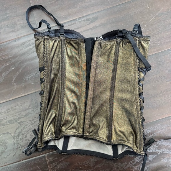 🖤 Gothic Lace Corset Top – Steampunk Whimsigoth Romance y2k gold S - Picture 7 of 7